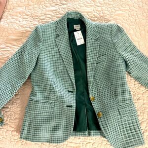J. Crew Green Checkered Blazer